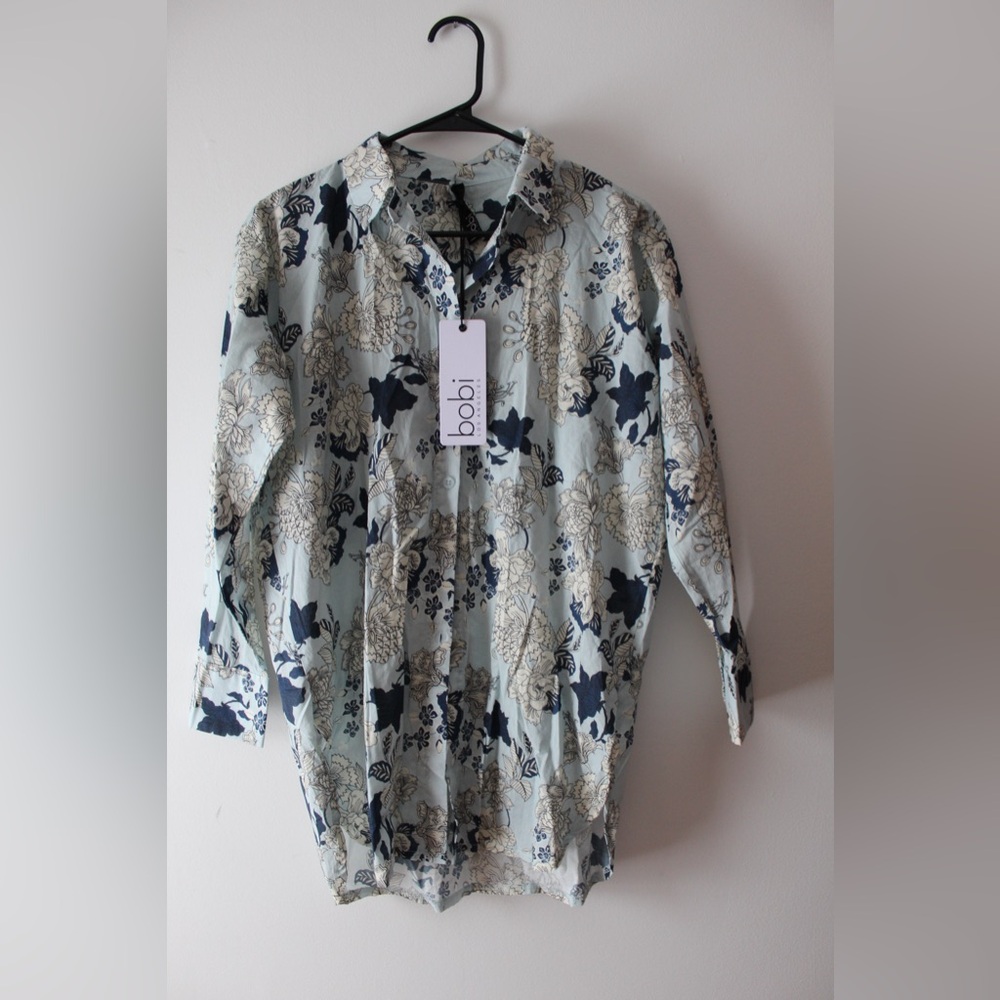 Bobi Navy and Cream Floral Shirt